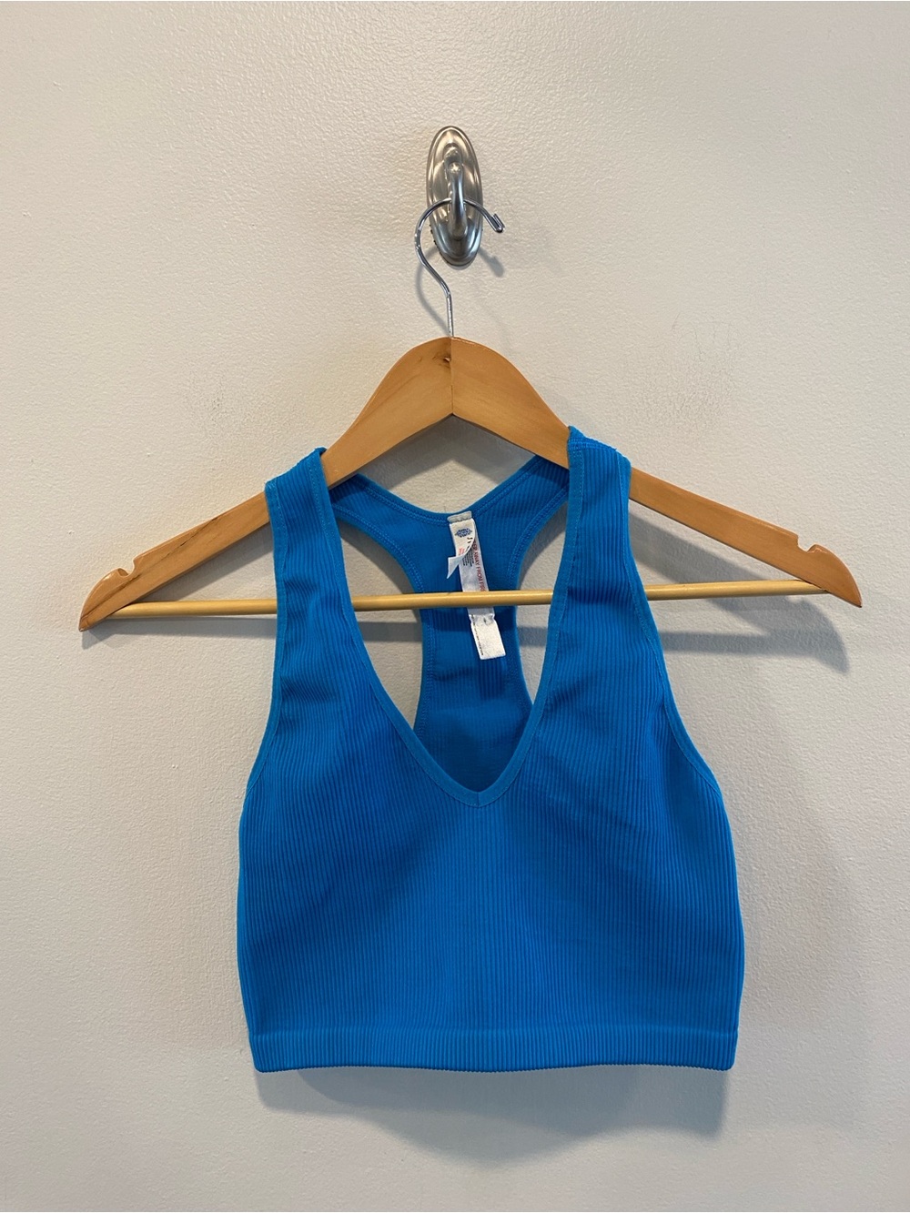 Free people womens ribbed crop tank xs/s racerback blue athletic athleisure